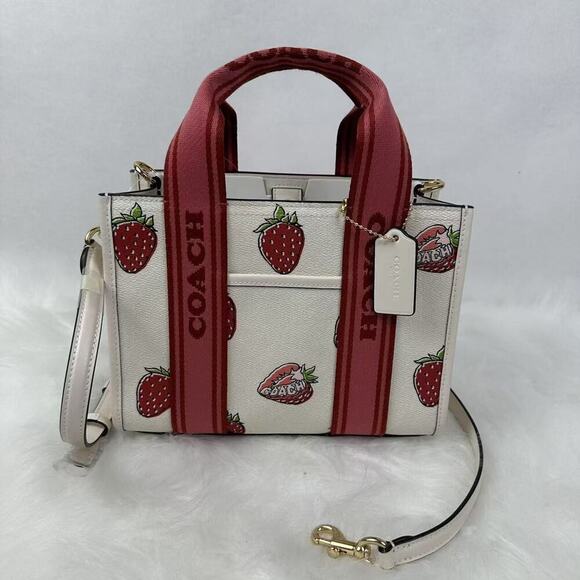 Coach Smith Tote 24 Bag Strawberry Print Crossbody Canvas/Chalk Multi CAR80 NWT - Picture 3 of 9